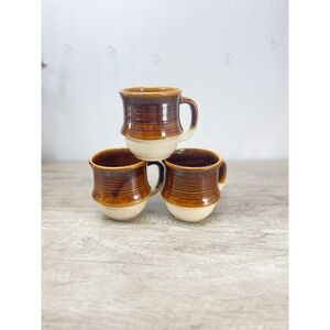 Vintage Stoneware Coffee Mug Set of 3 - Unique Stoneware Cups